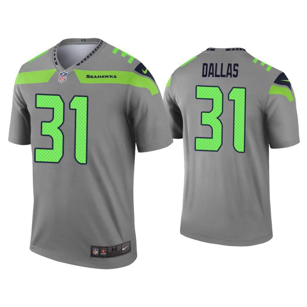 Men Seattle Seahawks 31 DeeJay Dallas Nike Gray Inverted Legend NFL Jersey
